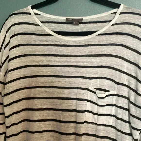 Vince long sleeve - long - Tshirt - size small - front pocket -stripes - Picture 3 of 6